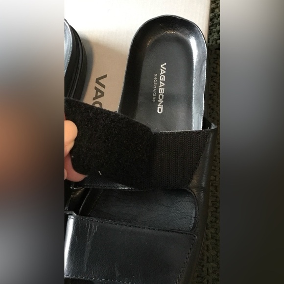 NIB Vagabond Women’s Black Leather Slide Sandals, Dual Band Hook & Loop; Size 37 - Picture 6 of 7
